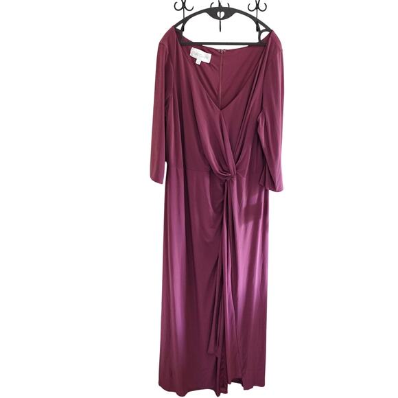 NWT Oleg Cassini Long Jersey Wrap Dress 22W Chianti Wedding Mother of Bride - Picture 1 of 11